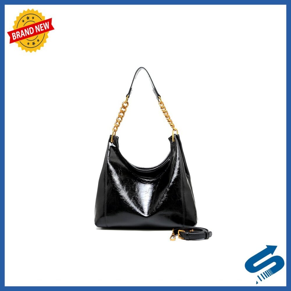 Small Vegan Leather Shoulder Bag with Adjustable Strap, Structured Top Handle